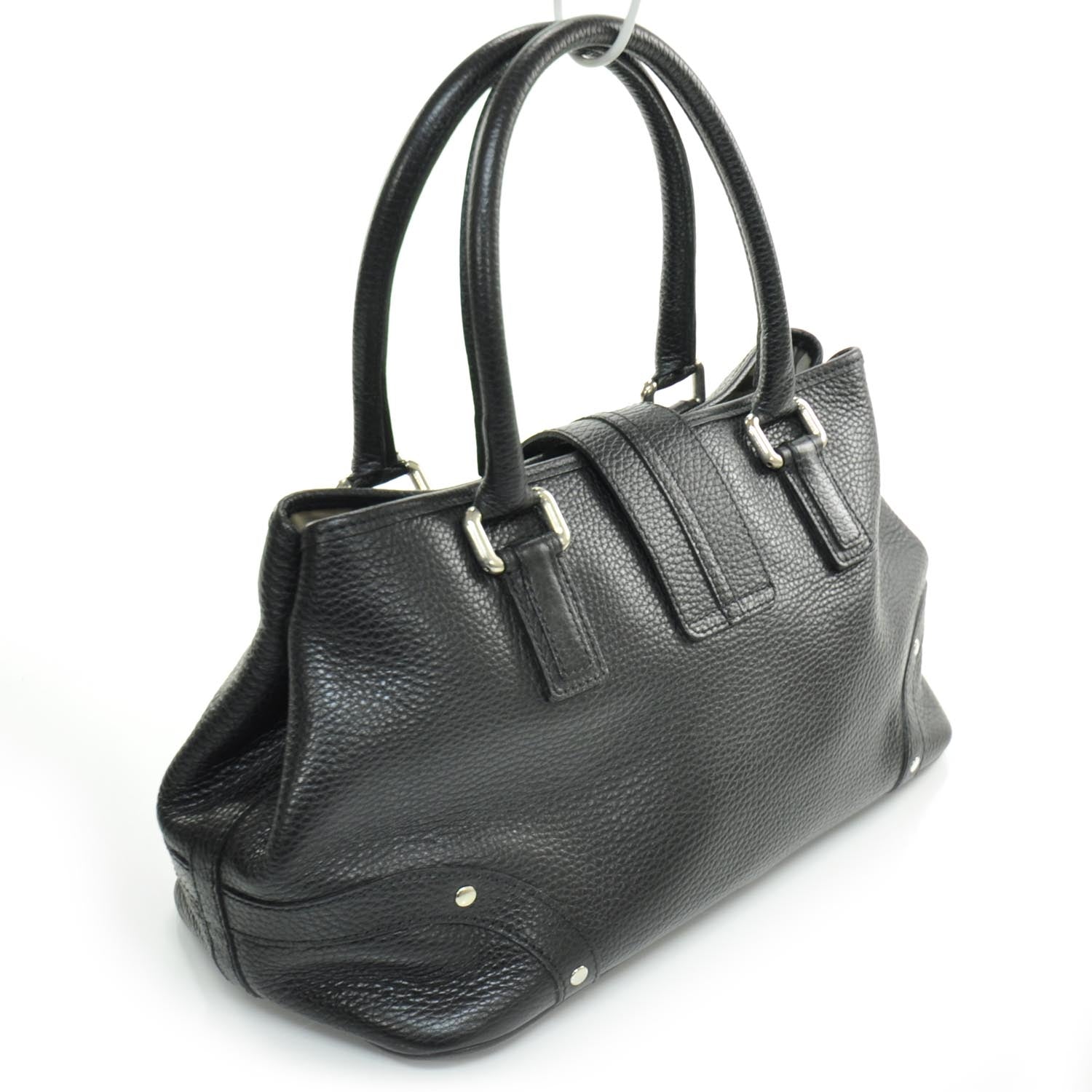 Burberry Pebbled Leather Satchel Black 3 of 9