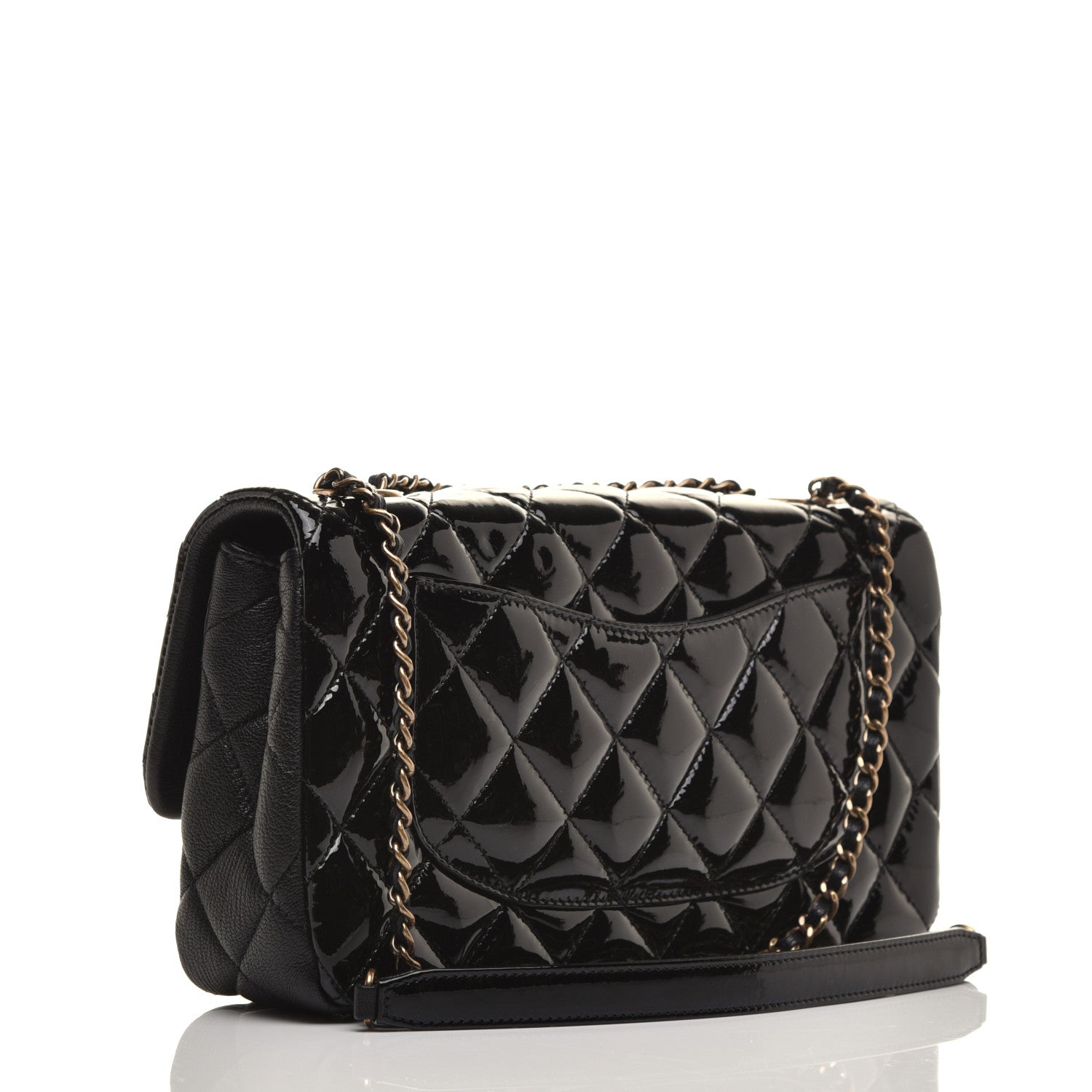 Chanel Patent Goatskin Quilted Medium CC Eyelet Flap Black 3 of 9