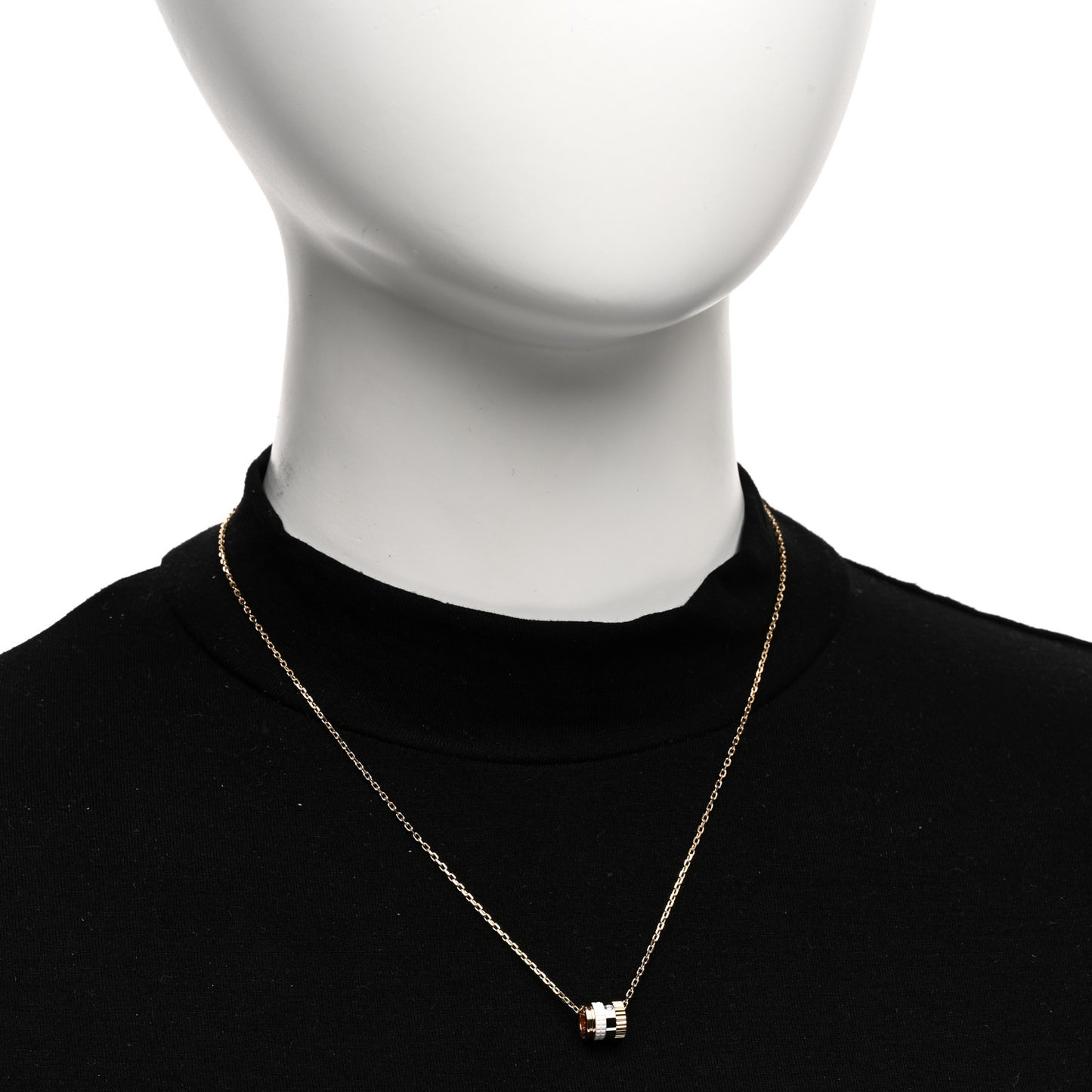 18K White Yellow Rose Gold Diamond Ceramic Quatre Mini Ring Pendant Necklace