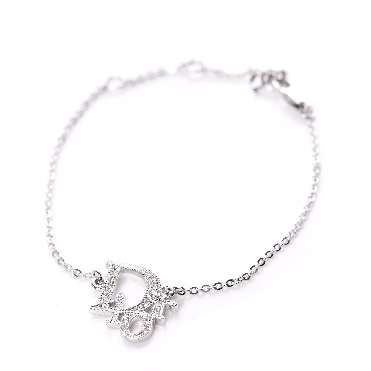 Christian Dior Crystal Logo Bracelet Silver 1 of 3