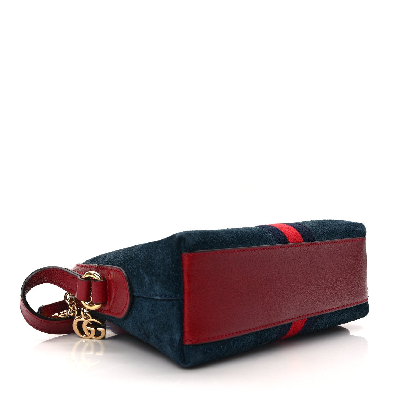 Gucci Suede Calfskin Web Small Ophidia Dome Shoulder Bag New Blue Romantic Cherry 4 of 12