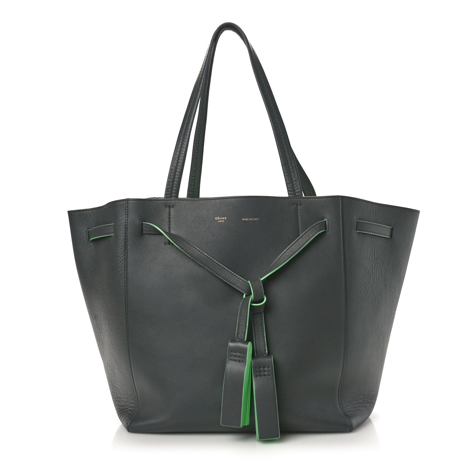 Celine Smooth Calfskin Small Tassel Cabas Phantom Gray Green 1 of 8