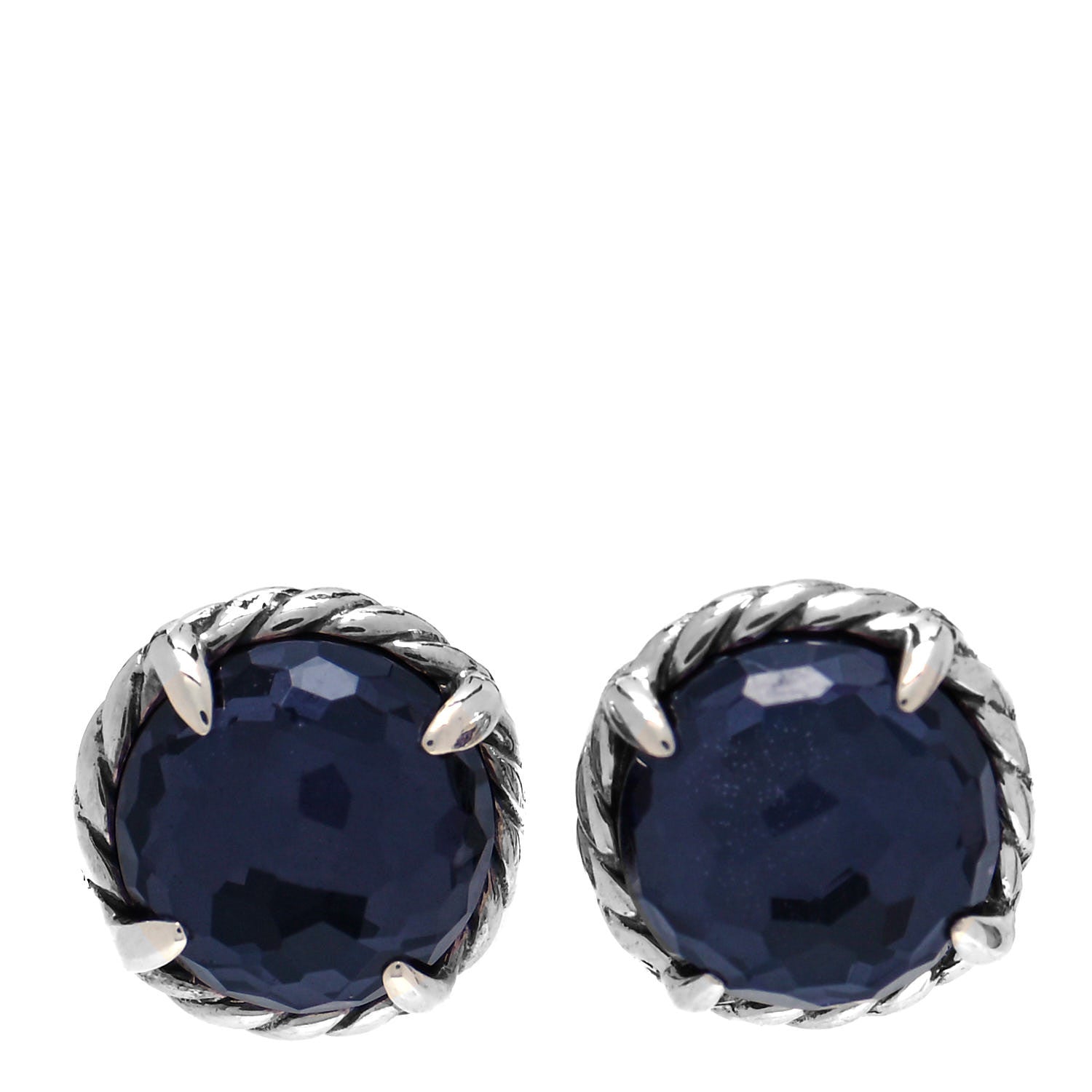David Yurman Sterling Silver Black Orchid 8mm Chatelaine Earrings 1 of 4