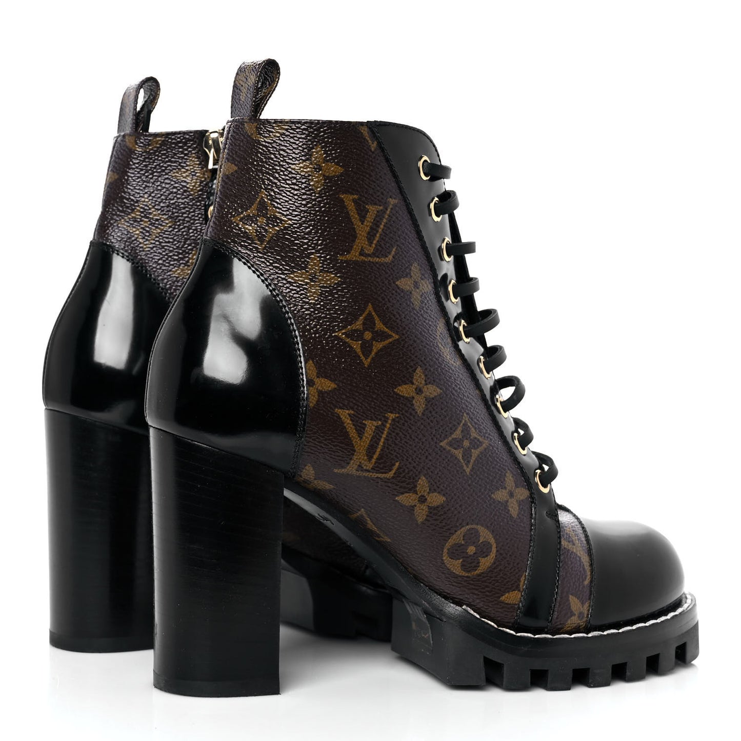 Patent Calfskin Monogram Star Trail Ankle Boots 39 Black