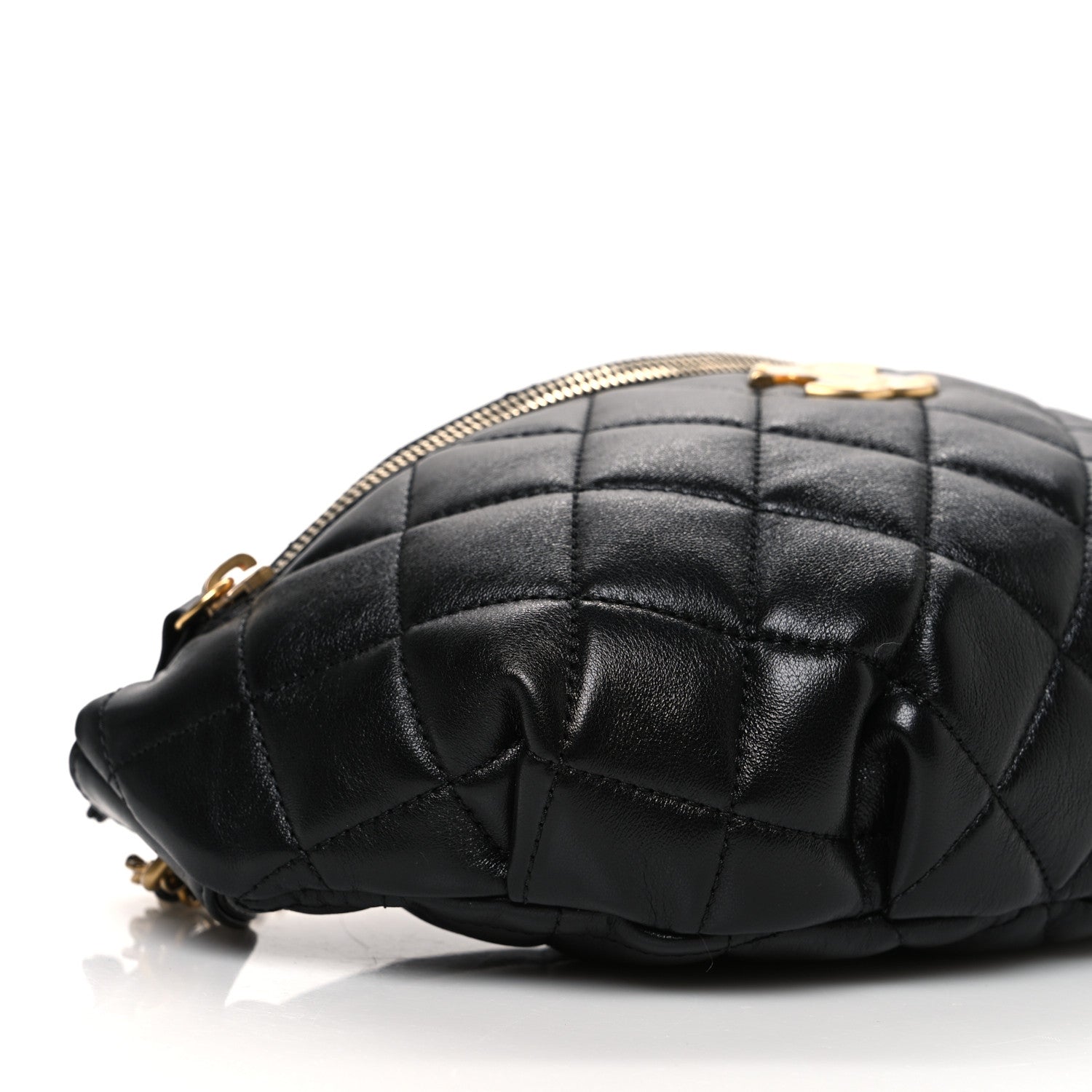 Chanel Shiny Lambskin Quilted Belt Bag Black 9 of 11