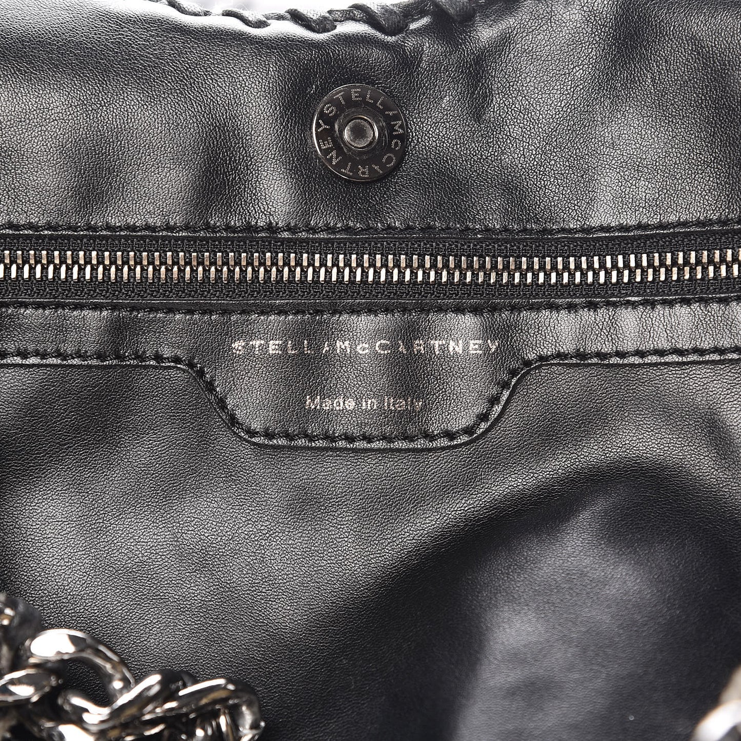 Shaggy Deer Shearling Chain Falabella Tote Black