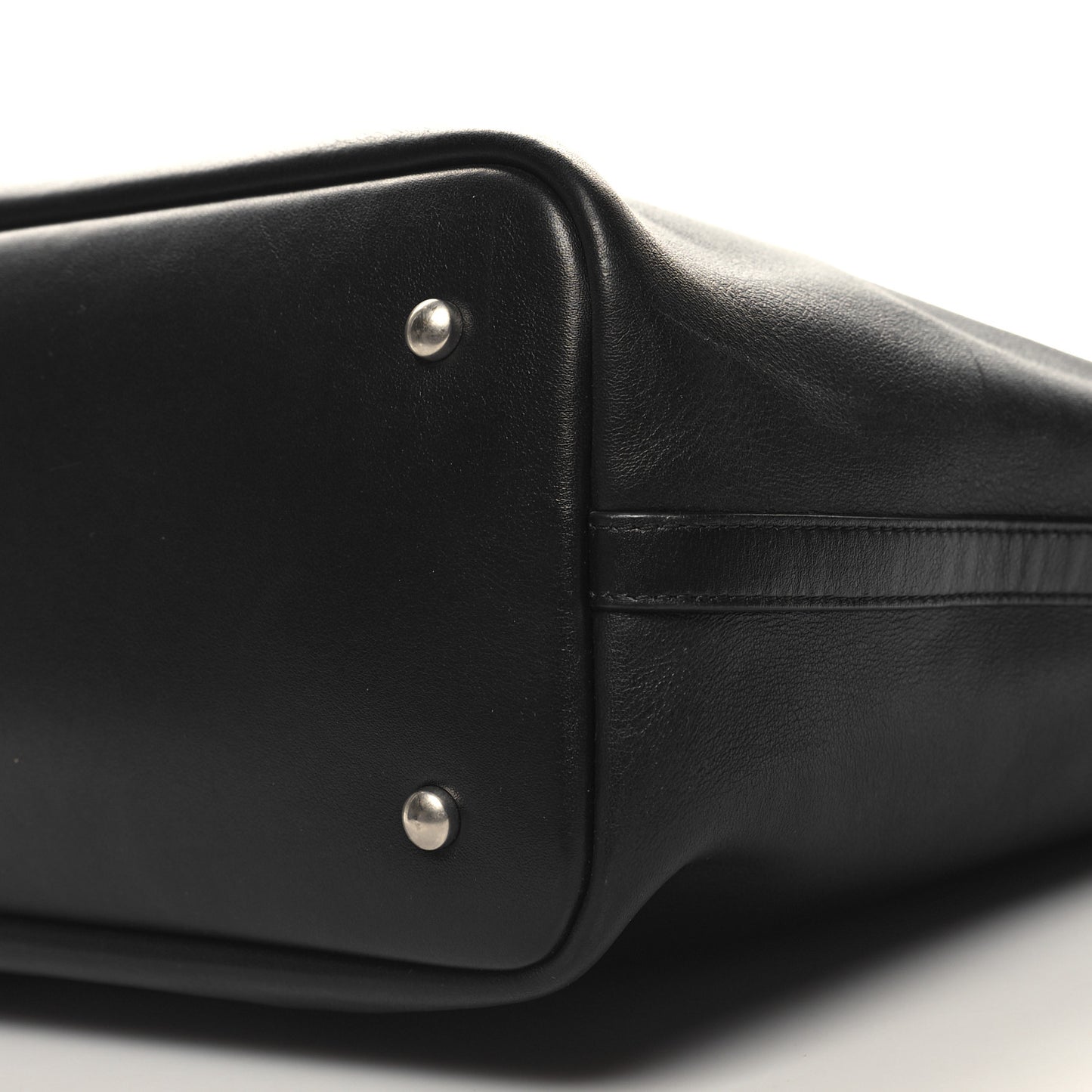Grained Calfskin Large Coco Eyelets Shopping Tote Black