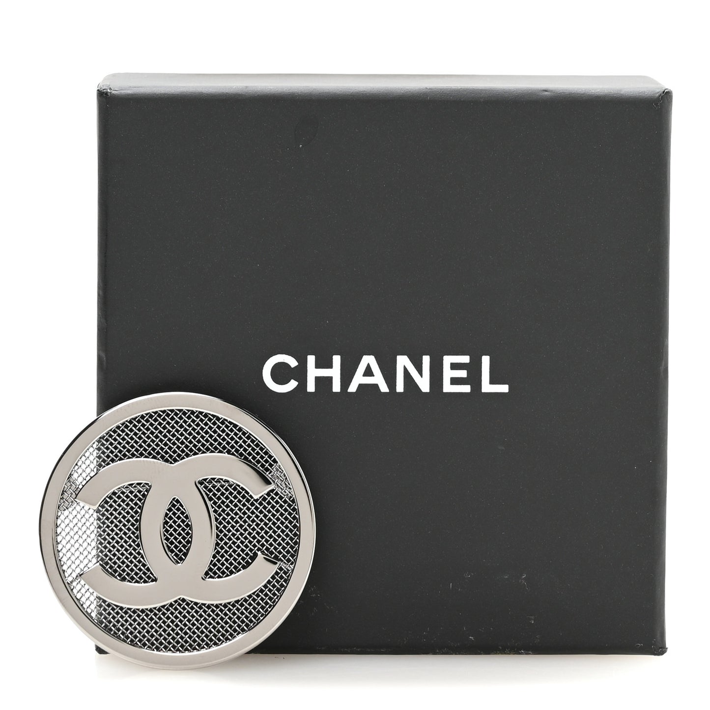 Mesh Circle CC Brooch Silver