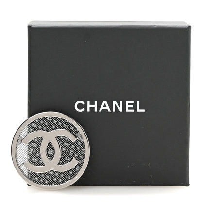 Chanel Mesh Circle CC Brooch Silver 4 of 4