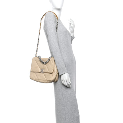 Chanel Lambskin Quilted Large Chanel 19 Flap Beige 2 of 14