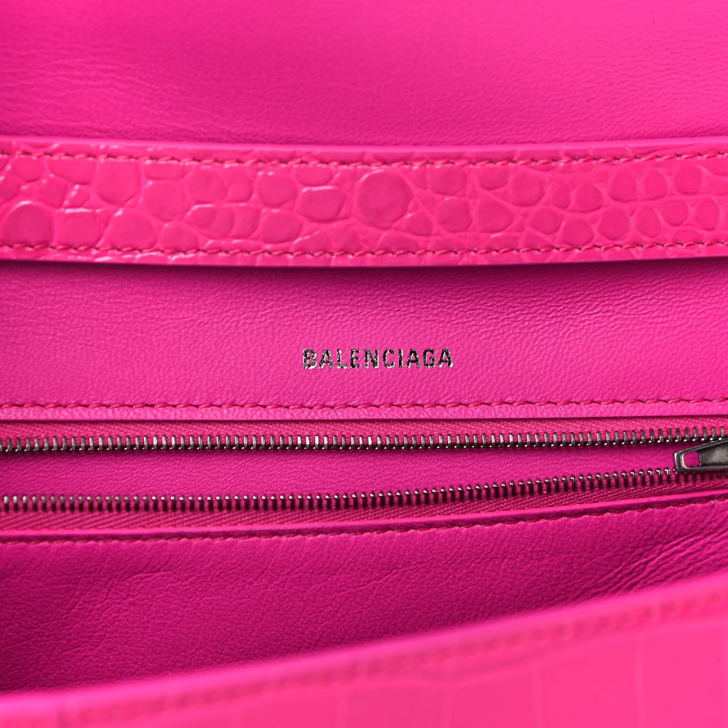 Shiny Calfskin Crocodile Embossed Small Hourglass Sling Shoulder Bag Fuchsia