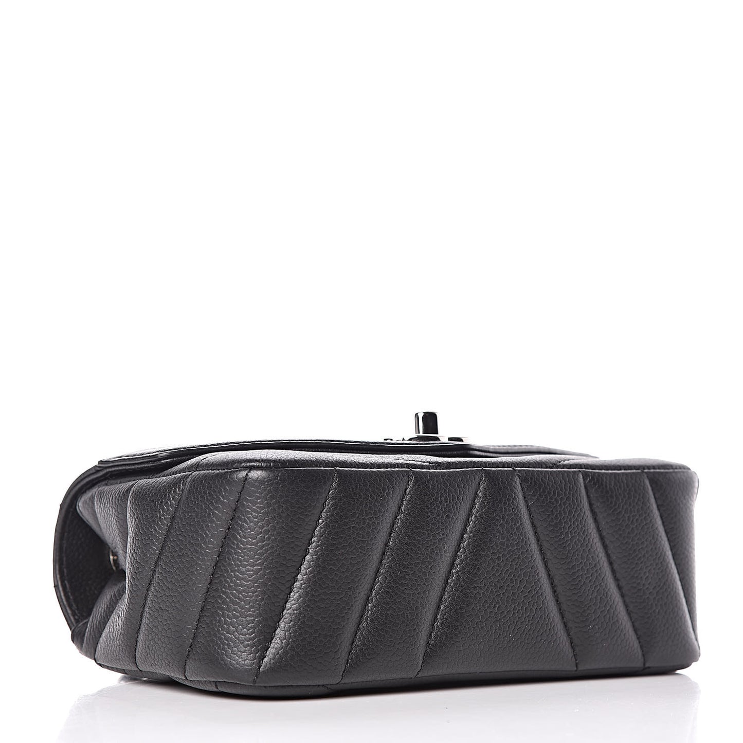 Caviar Chevron Quilted Small Single Flap Black