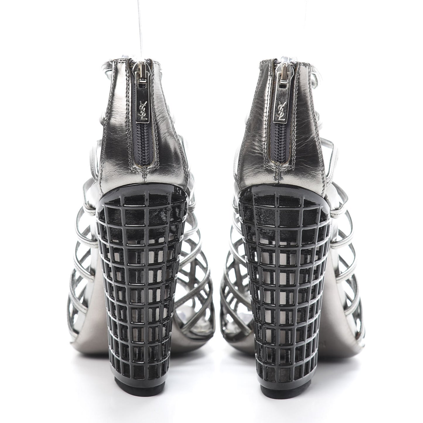 Leather Cage Booties 36 Anthracite