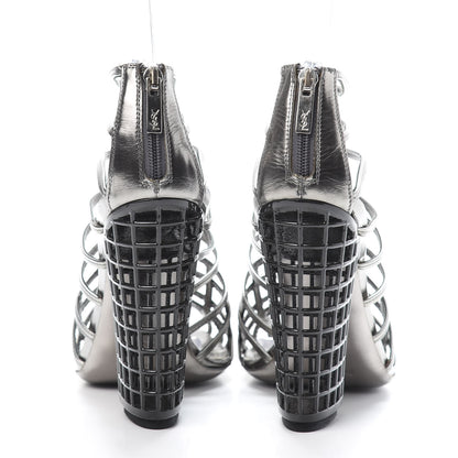 Saint Laurent Leather Cage Booties 36 Anthracite 5 of 8