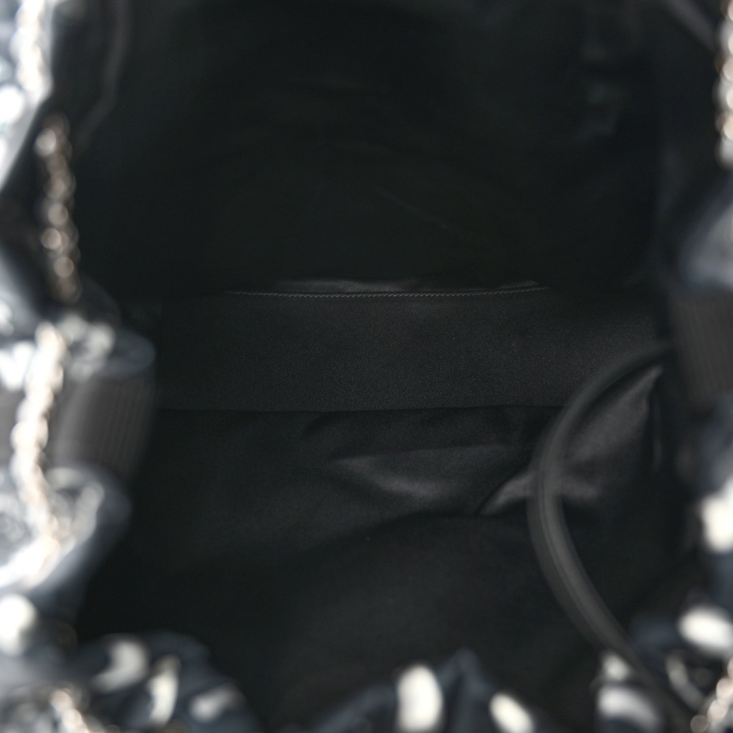 Sequin Nylon Lambskin Astronaut Essentials Backpack Black White