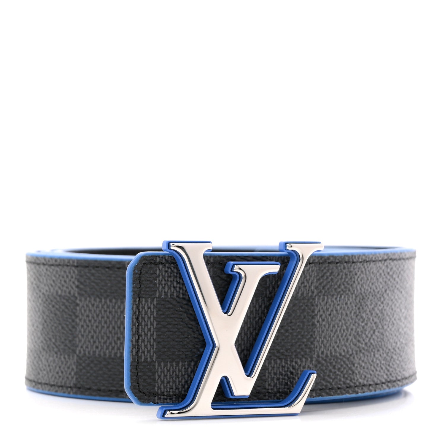 Louis Vuitton Damier Graphite Calfskin 40mm LV Initiales Reversible Belt 95 38 Blue 1 of 7