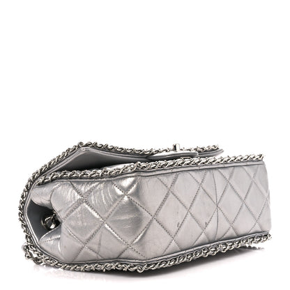 Chanel Metallic Lambskin Medium Chain All Over Flap Silver 4 of 12