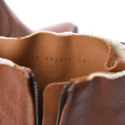 Saint Laurent Calfskin Theo Ankle Boots 38.5 Cognac 8 of 16