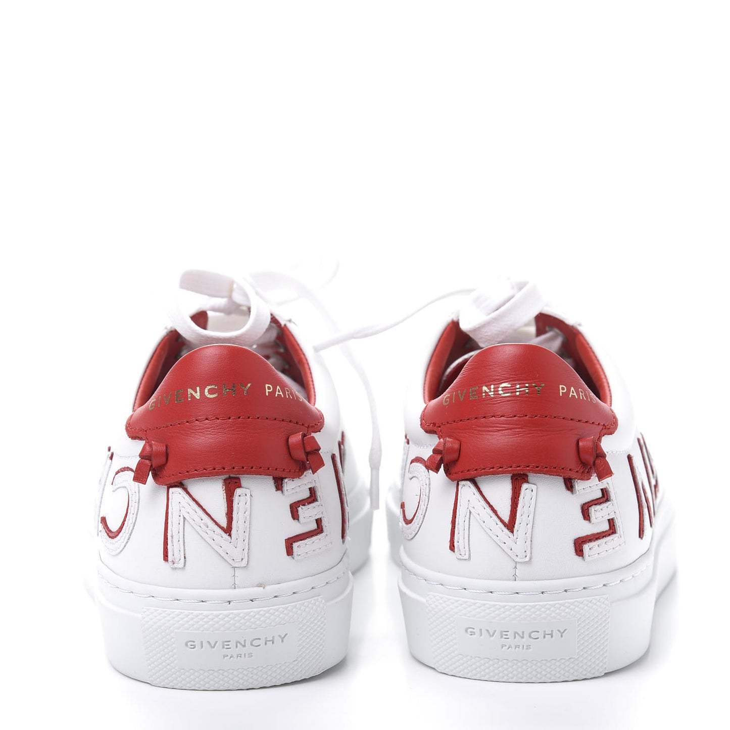 Calfskin Reverse Logo Womens Urban Street Sneakers 35 White Red