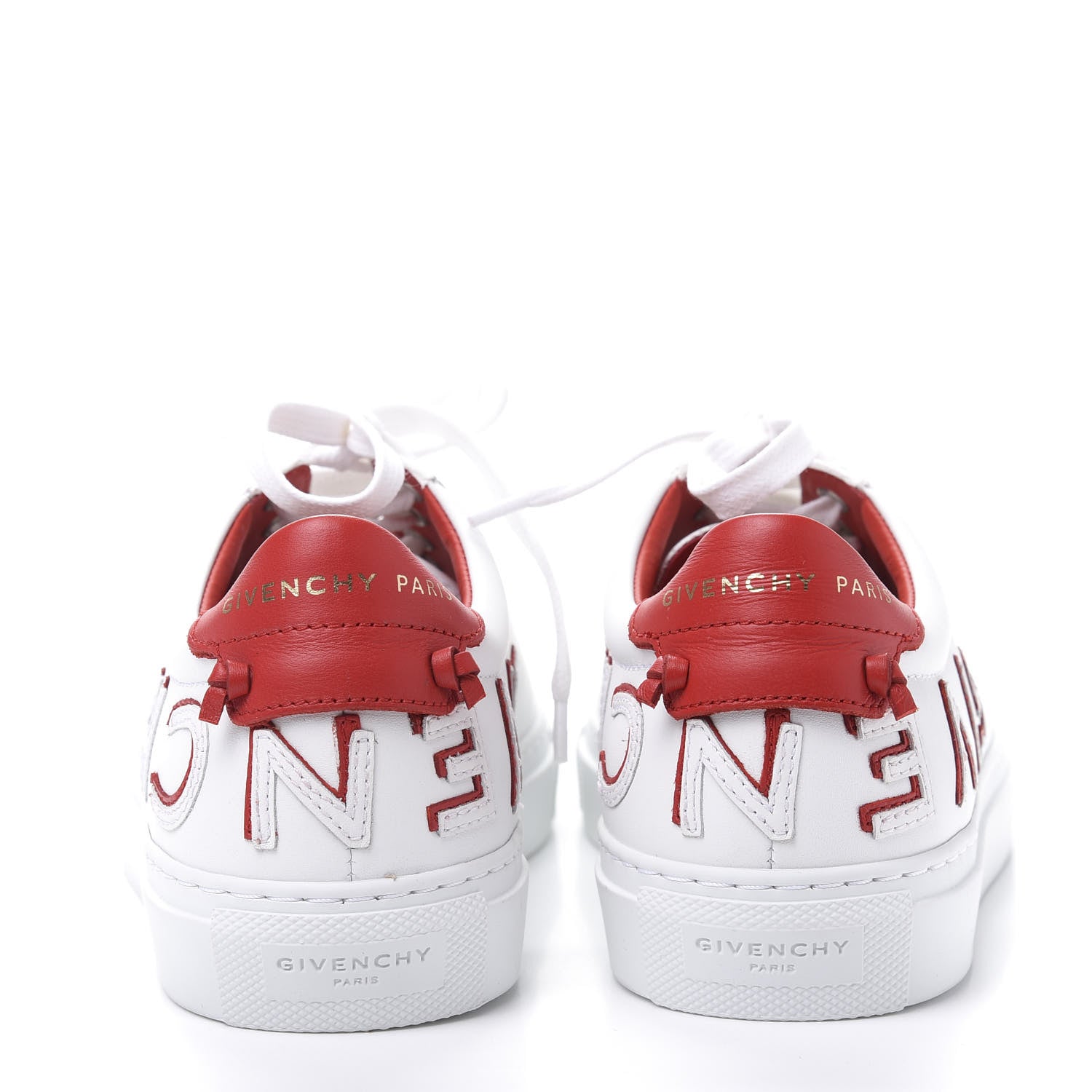 Givenchy Calfskin Reverse Logo Womens Urban Street Sneakers 35 White Red 5 of 10