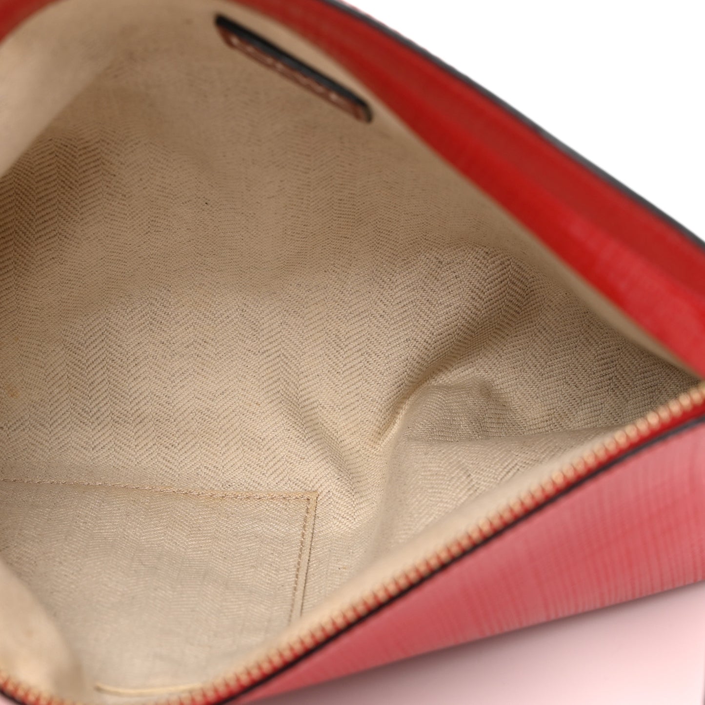 Patent Linen Embossed Large T Pouch Red