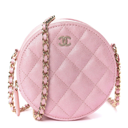 Chanel Iridescent Caviar Quilted Round Clutch With Chain Pink 1 of 11