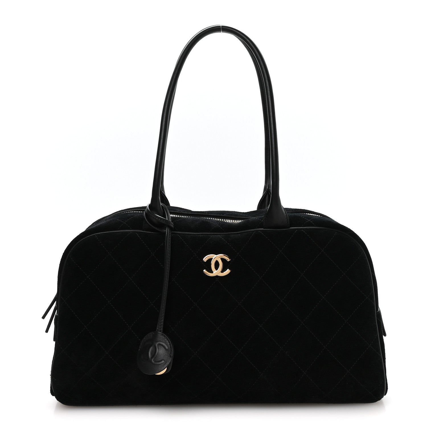 Chanel Suede Calfskin Large Perfect Bowling Bag Black 1 of 11