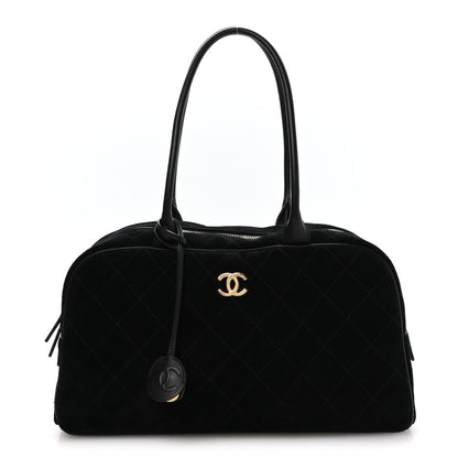 Chanel Suede Calfskin Large Perfect Bowling Bag Black 1 of 11