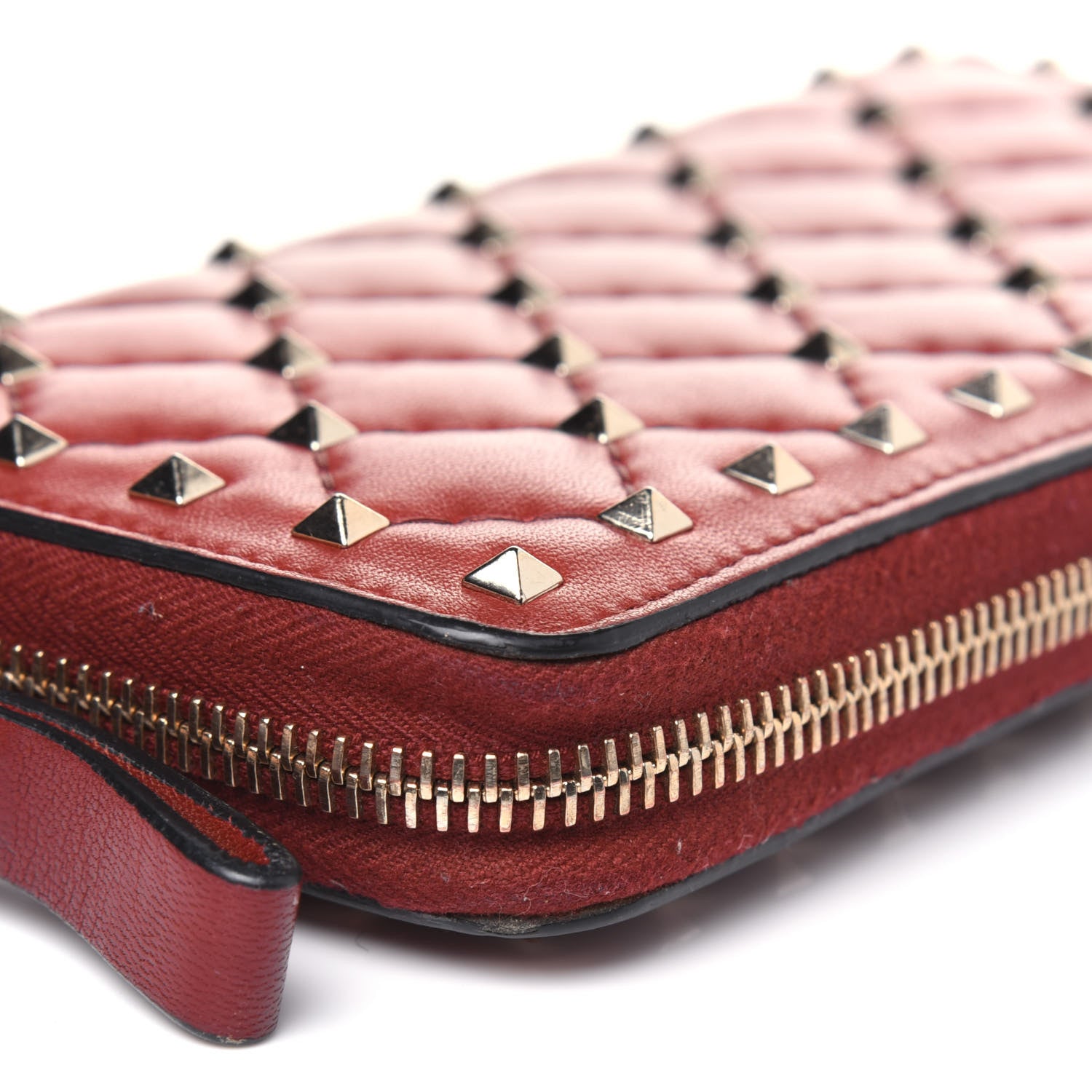 Valentino Garavani Nappa Rockstud Spike Zip Around Wallet Rubino 17 of 19