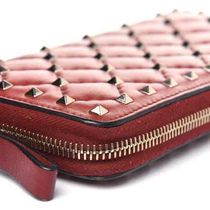 Valentino Garavani Nappa Rockstud Spike Zip Around Wallet Rubino 17 of 19