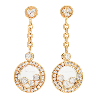Chopard 18K Yellow Gold Diamond Happy Diamonds Drop Earrings 1 of 5
