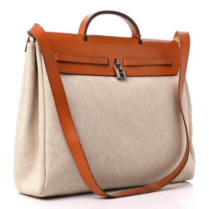 Hermes Toile Vache Calfskin Herbag 39 GM Natural 3 of 17