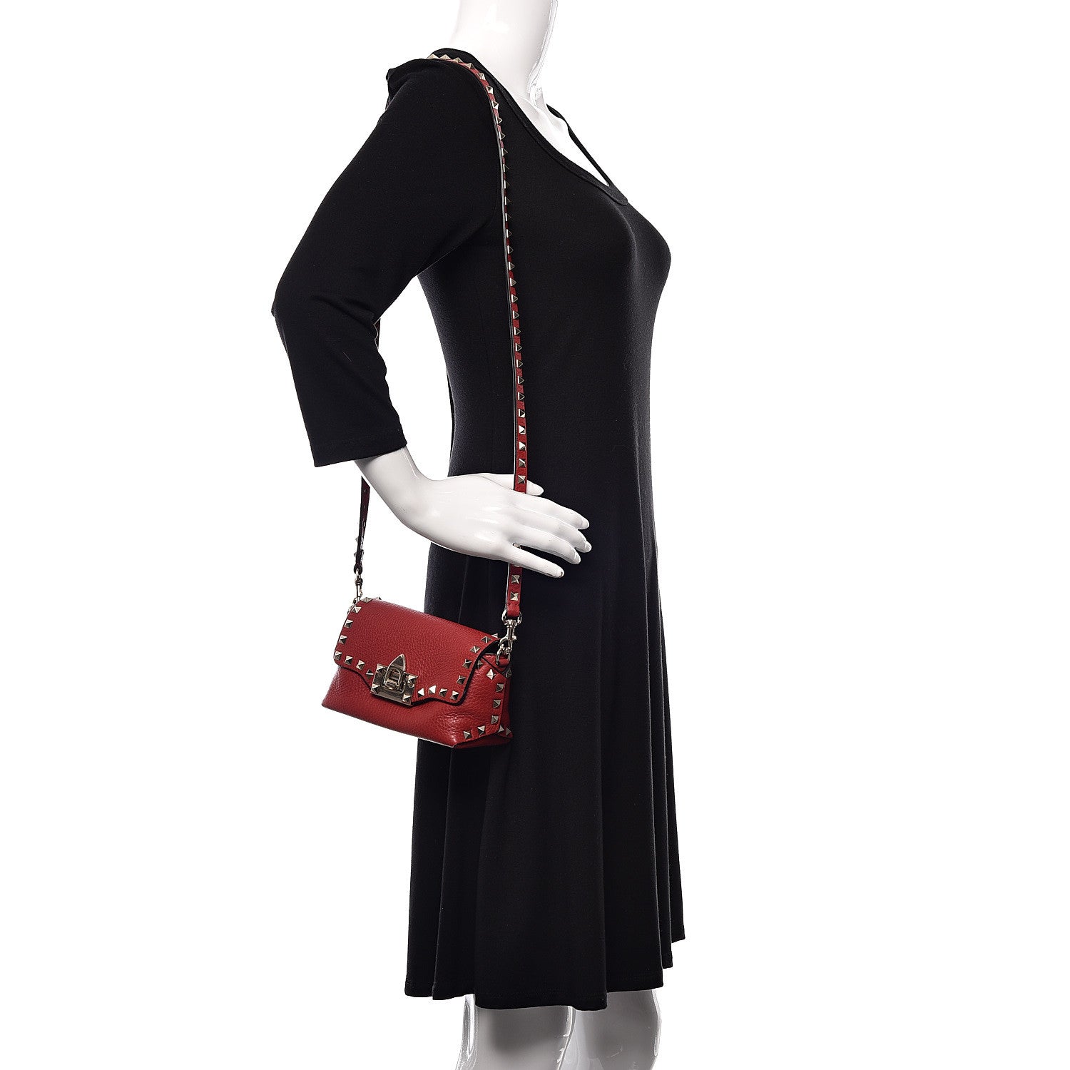 Valentino Garavani Pebbled Calfskin Mini Rockstud Crossbody Bag Rosso Valentino 2 of 10