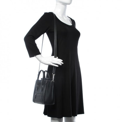 Celine Drummed Calfskin Nano Luggage Black 2 of 10
