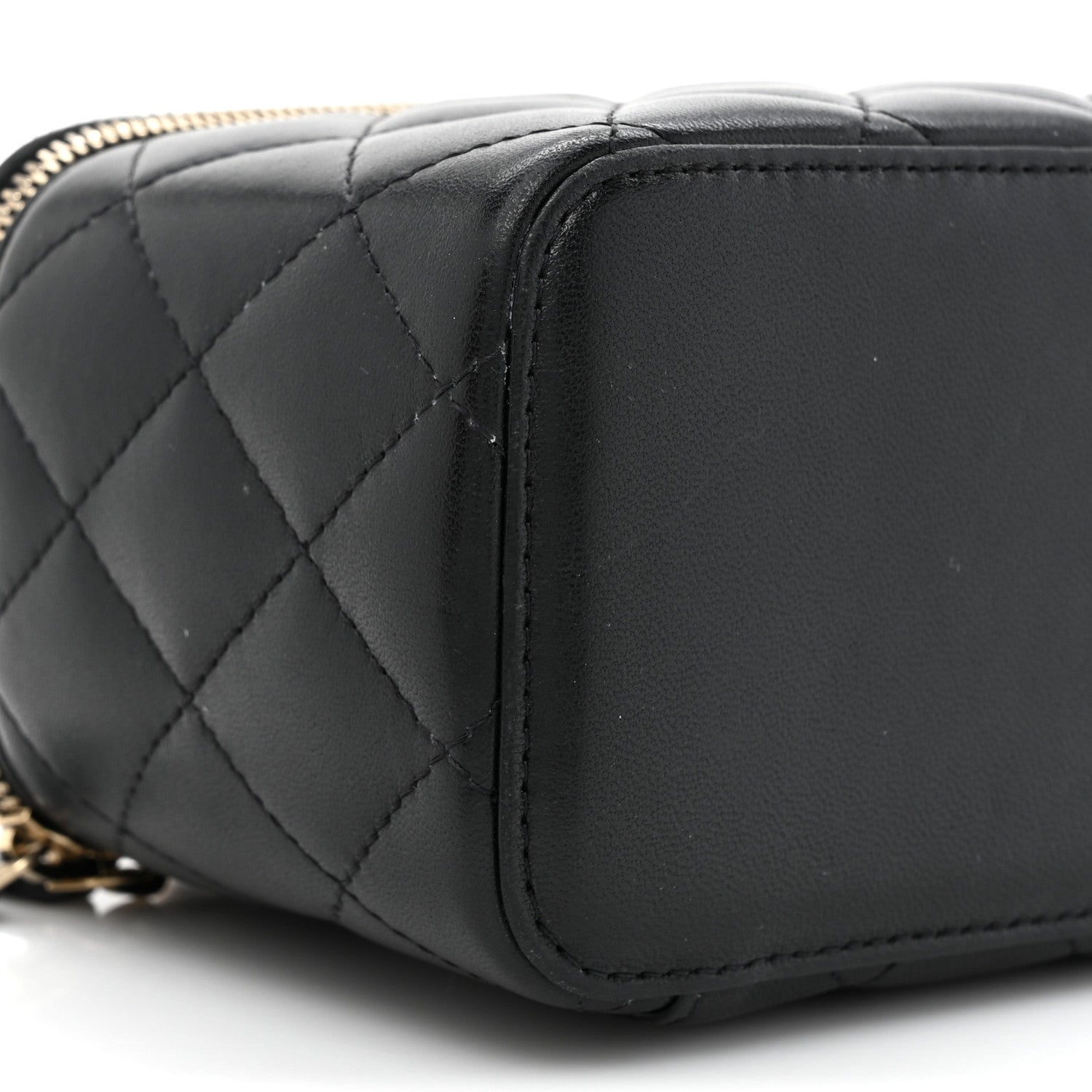 Chanel Lambskin Quilted Small Top Handle Vanity Case With Chain Black 10 of 13