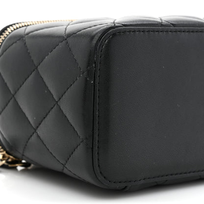 Chanel Lambskin Quilted Small Top Handle Vanity Case With Chain Black 10 of 13