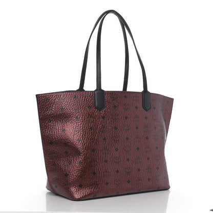 MCM Metallic Visetos Shopper Tote Scooter Red 2 of 8