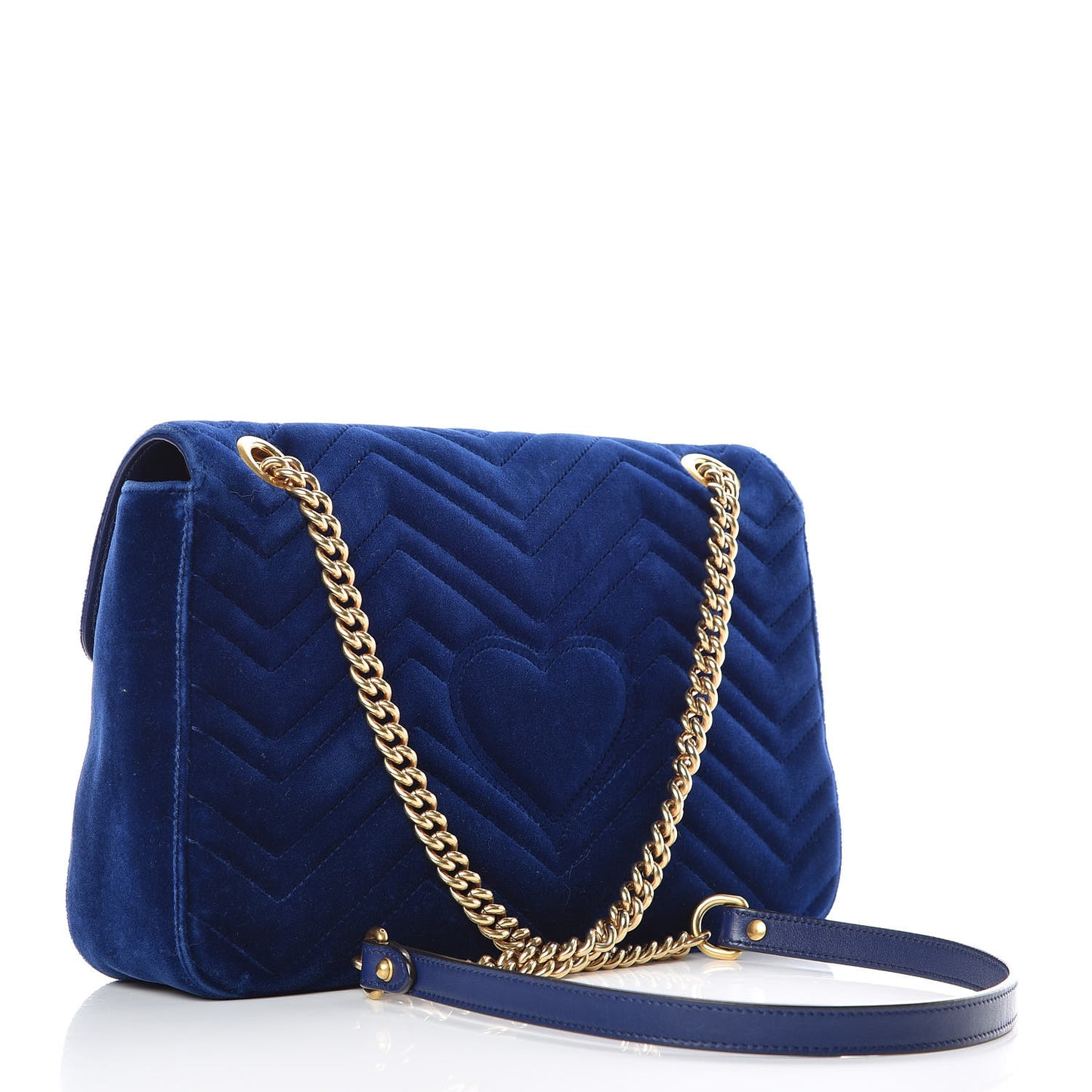 Velvet Matelasse Medium GG Marmont Shoulder Bag Cobalt Blue
