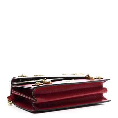 Gucci Calfskin Snakeskin Studded Small Ottilia Top Handle Bag Hibiscus Red 4 of 16