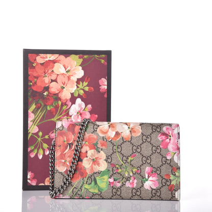 Gucci GG Supreme Monogram Blooms Chain Wallet Beige Multicolor Dry Rose 11 of 11