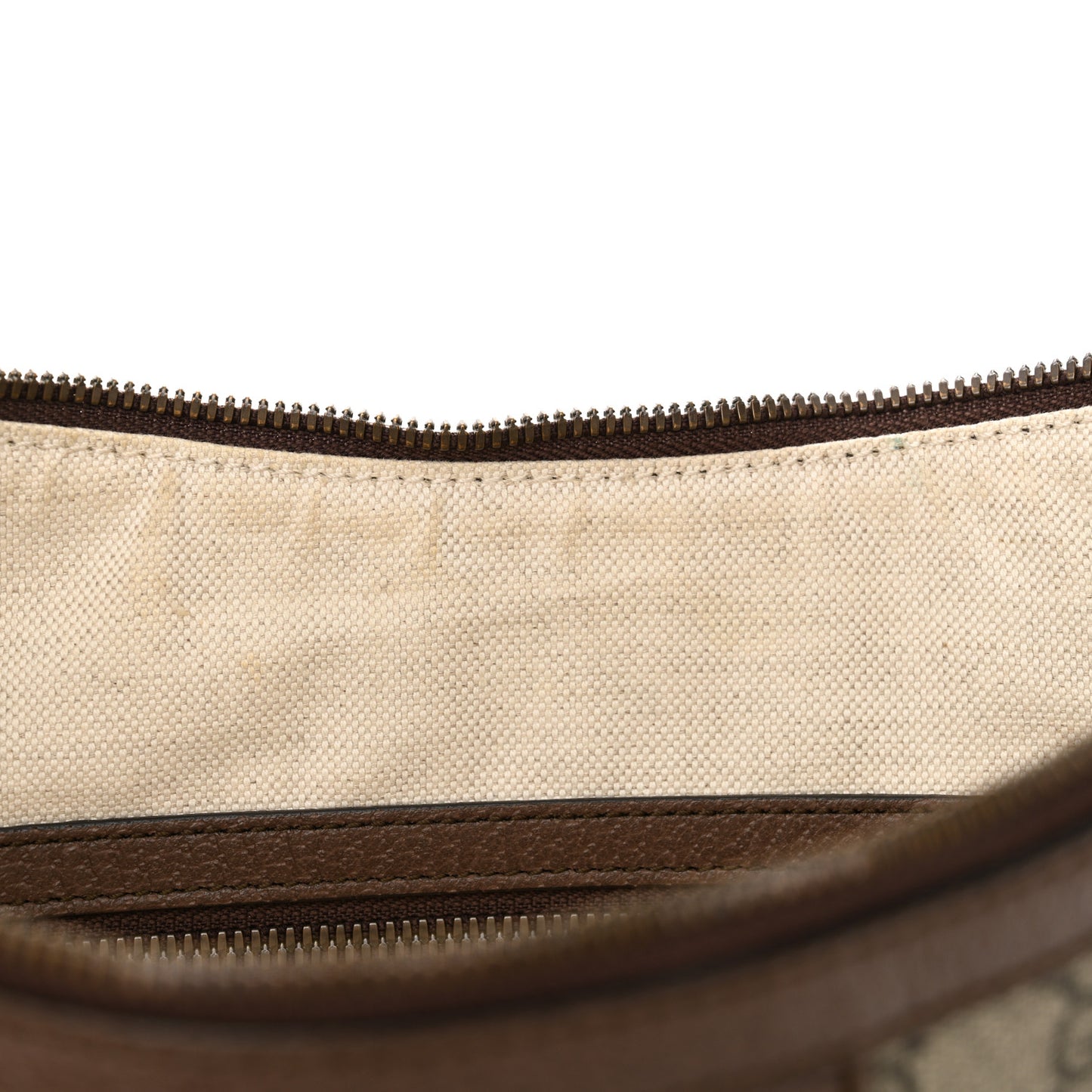 GG Supreme Monogram Web Small Ophidia Half Moon Hobo Brown
