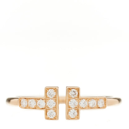 Tiffany 18K Rose Gold Diamond T Wire Ring 52 6 1 of 3