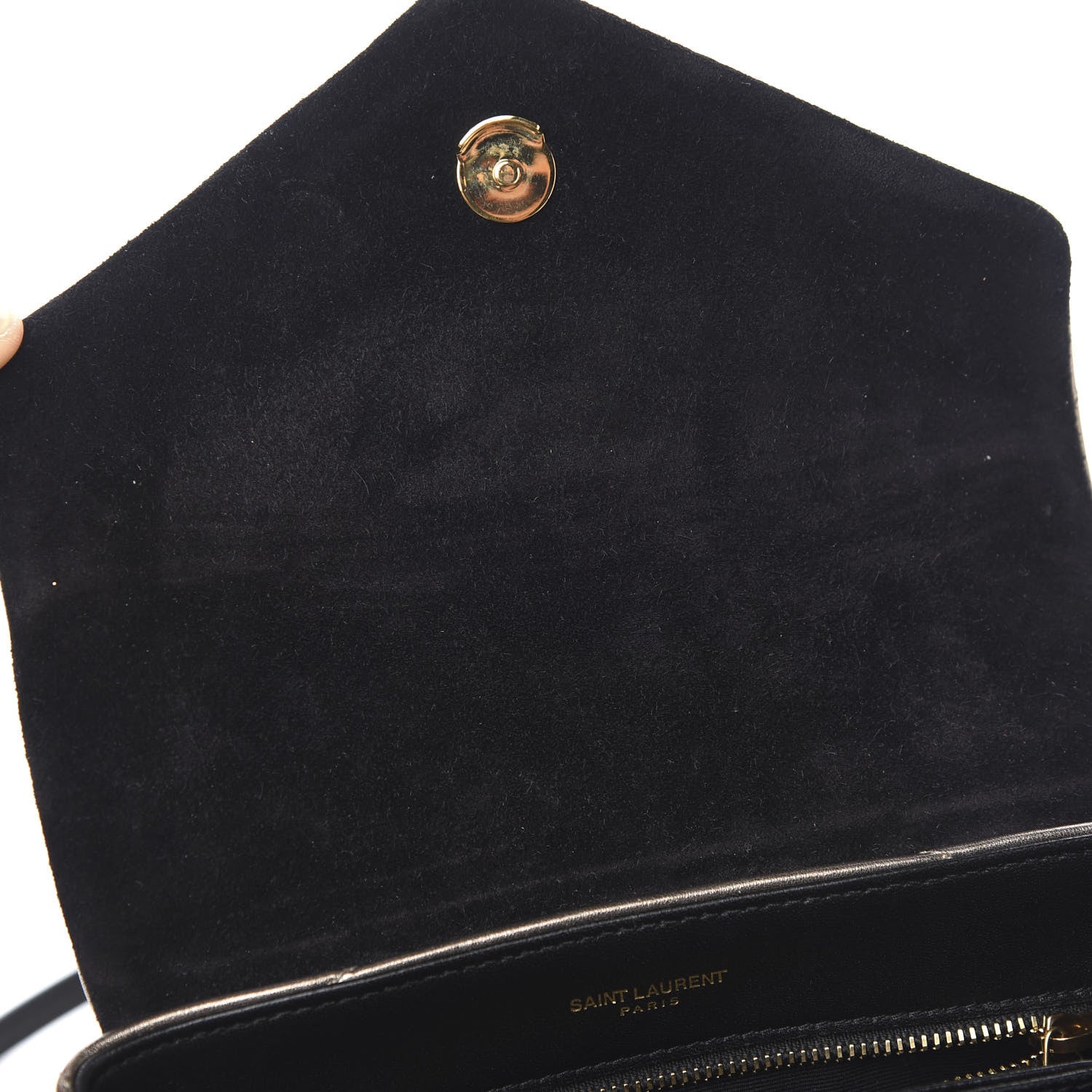 Saint Laurent Metallic Calfskin Y Quilted Monogram Toy Loulou Crossbody Bag Piombo 7 of 10