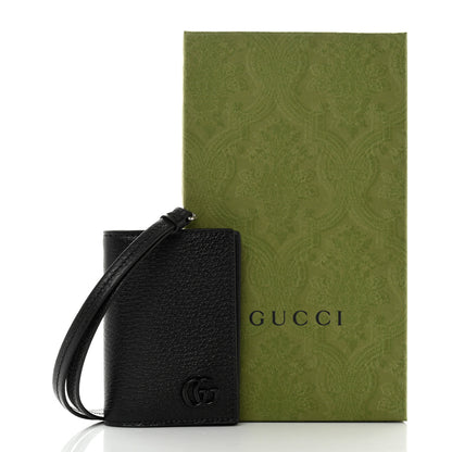 Gucci Calfskin Boar Effect Monochrome GG Marmont Card Case with Removable Strap Black 8 of 8