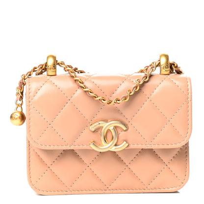 Chanel Calfskin Quilted Perfect Fit Coin Purse With Chain Beige 1 of 11
