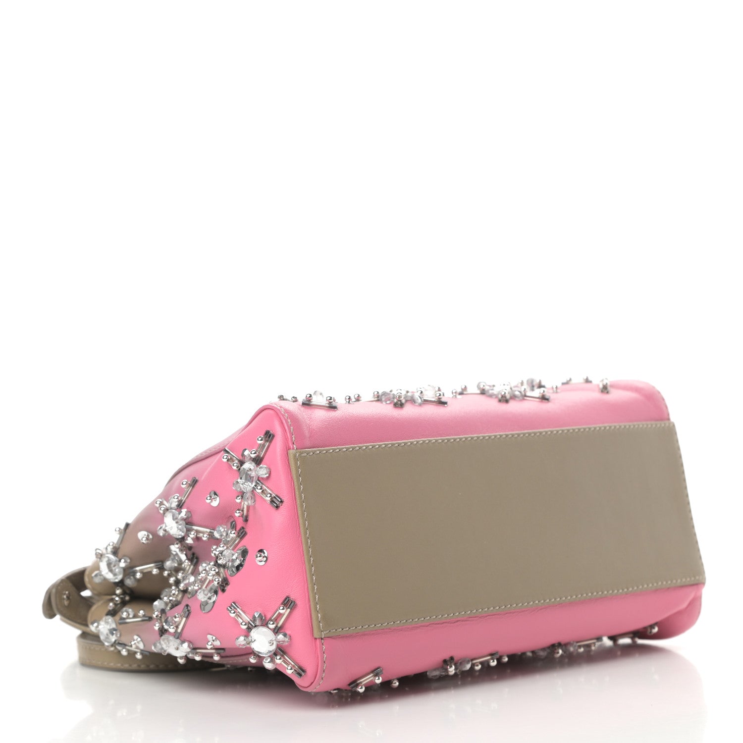 Fendi Nappa Crystal Beaded Ombre Mini Peekaboo Iconic Satchel Pink Beige 5 of 14