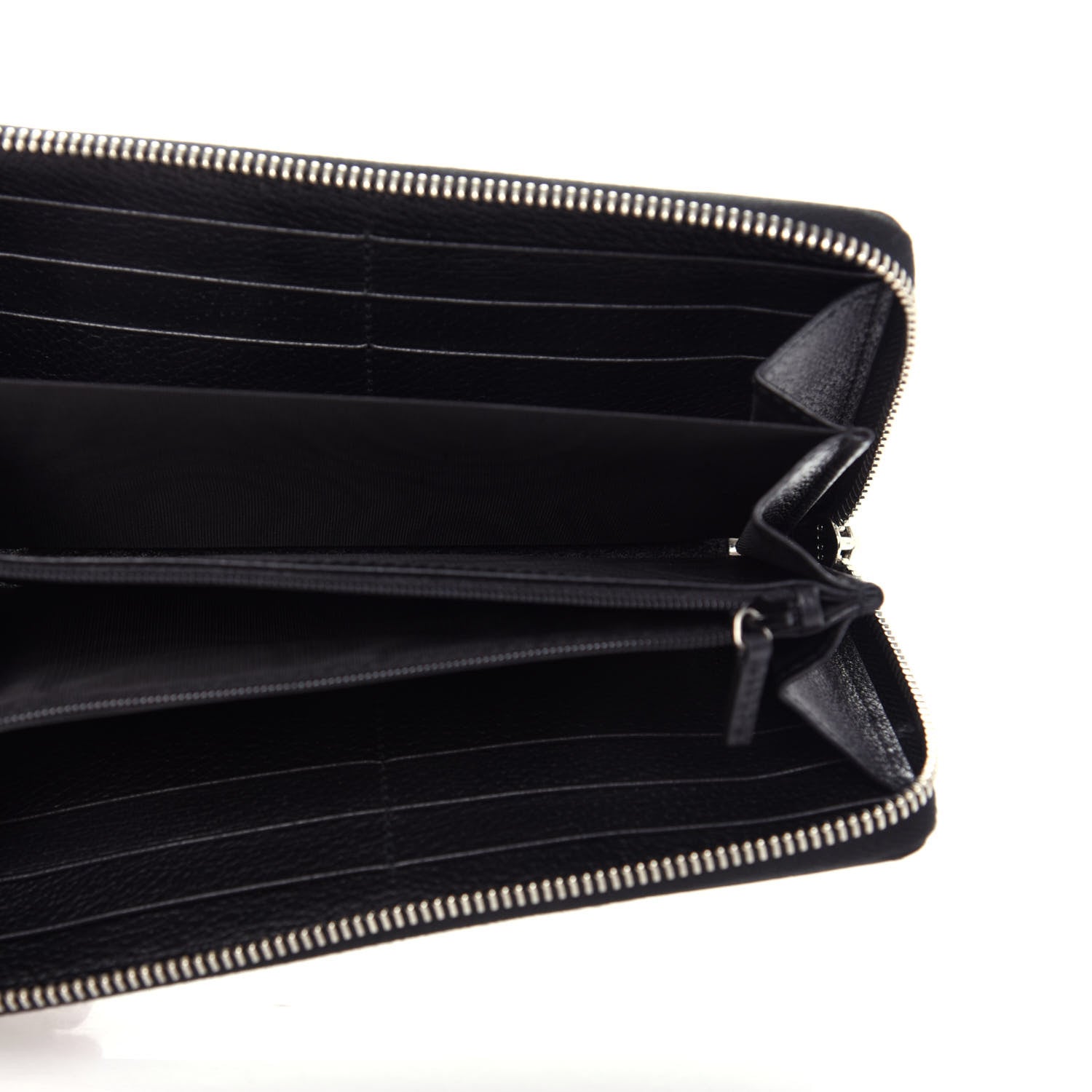 Gucci Textured Calfskin Jacquard Gucci Stripe Zip Around Wallet Black Ecru 5 of 8