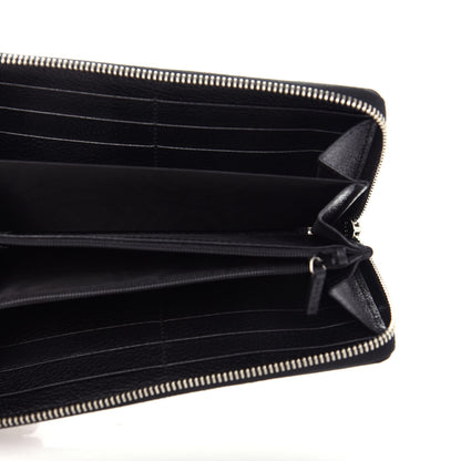 Gucci Textured Calfskin Jacquard Gucci Stripe Zip Around Wallet Black Ecru 5 of 8