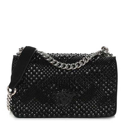 Versace Suede Palazzo Crystal Chain Evening Bag Black 1 of 8