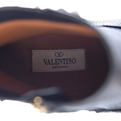 Valentino Garavani Pebbled Calfskin Rockstud Ankle Boots 41 Black 6 of 9